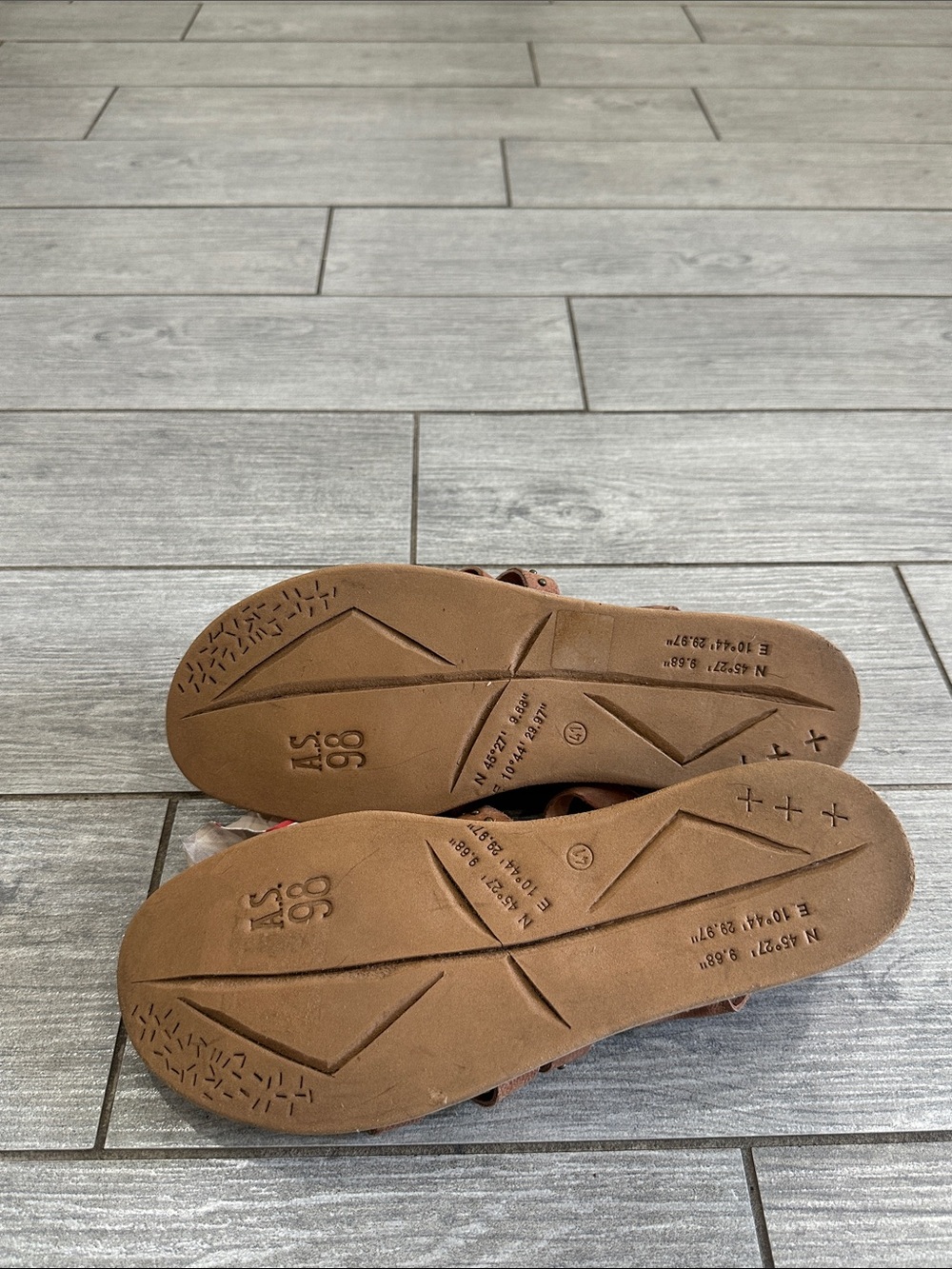 A.S.98 Satchel Brown Leather Studded Ankle Strap Sandals EU 41/US 9.5-10 New! - Picture 10 of 10
